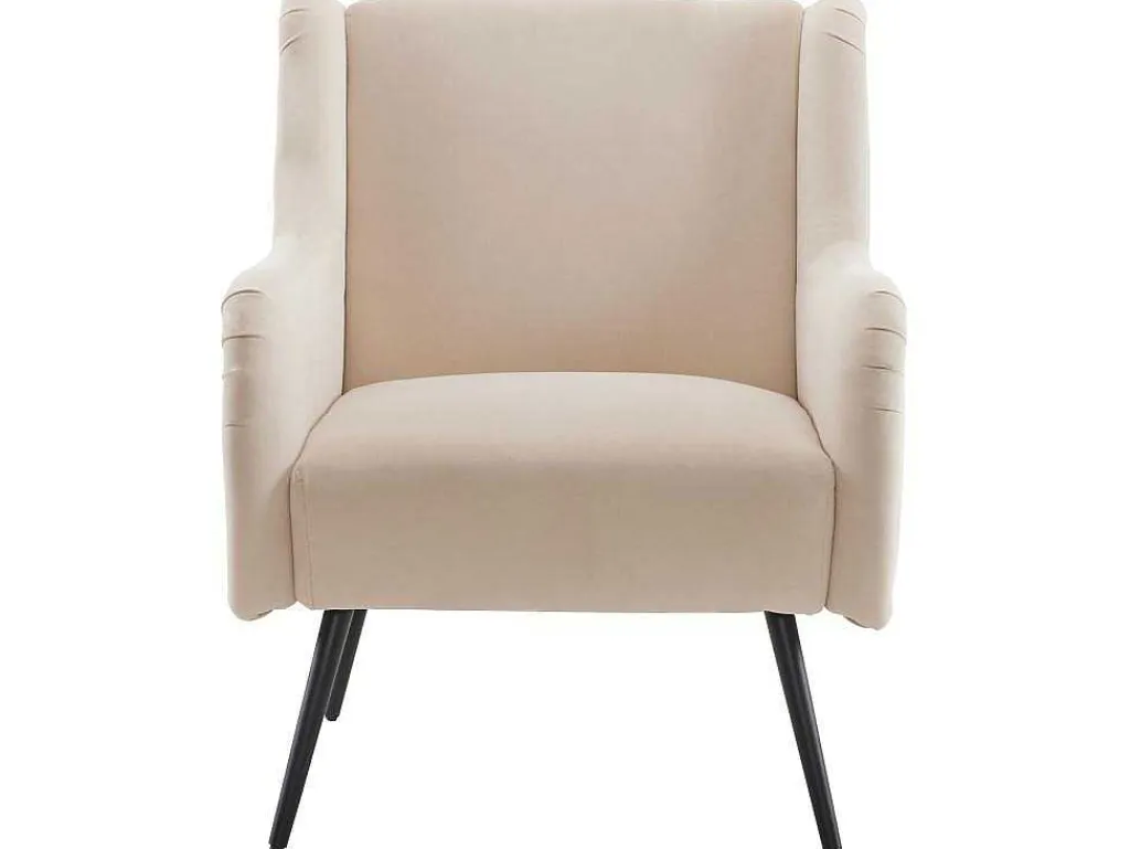 Moderne Loungestoel - Enkele Bank Met Armleuningen - Metalen Poten - Beige-ModernLuxe