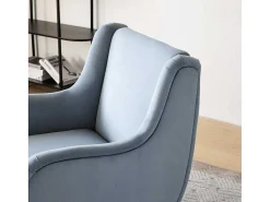 Moderne Loungestoel - Enkele Bank Met Armleuningen - Metalen Poten - Hemelsblauw-ModernLuxe Clearance