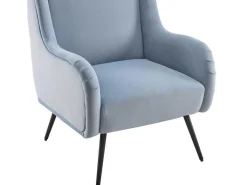 Moderne Loungestoel - Enkele Bank Met Armleuningen - Metalen Poten - Hemelsblauw-ModernLuxe Clearance