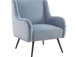 Moderne Loungestoel - Enkele Bank Met Armleuningen - Metalen Poten - Hemelsblauw-ModernLuxe Clearance