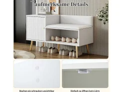 Moderne Schoenenbank Met 3 Deuren En Kussen - Metalen Poten En Handgrepen - Kleur Wit - 100 X 38 X 58 Cm-Vente-unique Clearance