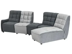 Moduleerbare Relaxhoekbank Van Fluweel - Lichtgrijs En Antraciet - Alford-Vente-unique Online