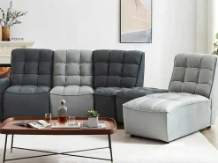 Moduleerbare Relaxhoekbank Van Fluweel - Lichtgrijs En Antraciet - Alford-Vente-unique Online