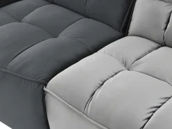 Moduleerbare Relaxhoekbank Van Fluweel - Lichtgrijs En Antraciet - Alford-Vente-unique Online