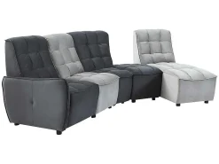 Moduleerbare Relaxhoekbank Van Fluweel - Lichtgrijs En Antraciet - Alford-Vente-unique Online