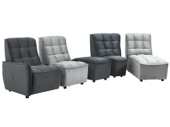 Moduleerbare Relaxhoekbank Van Fluweel - Lichtgrijs En Antraciet - Alford-Vente-unique Online