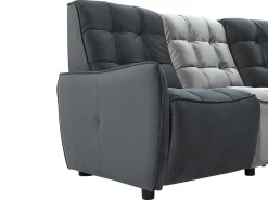 Moduleerbare Relaxhoekbank Van Fluweel - Lichtgrijs En Antraciet - Alford-Vente-unique Online