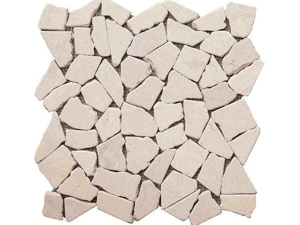 Mozaiektegels Vloer En Muur Poesy Van Natuurlijk Marmer - Creme - Pak Van 1M-BRICOSOL Outlet