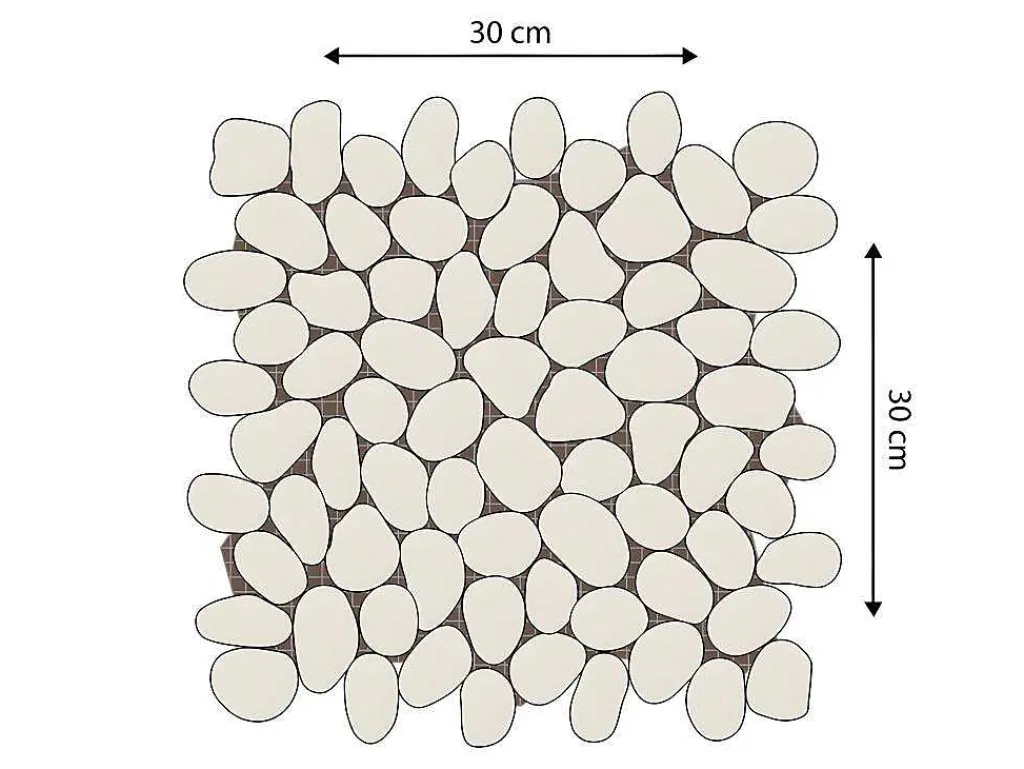 Mozaiektegels Vloer En Muur Ola Van Natuurlijke Kiezel - Creme - Pak Van 1M-BRICOSOL Outlet