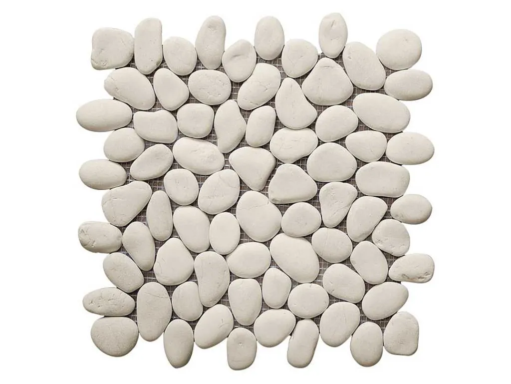 Mozaiektegels Vloer En Muur Ola Van Natuurlijke Kiezel - Creme - Pak Van 1M-BRICOSOL Outlet