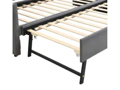 Multifunctioneel Onderschuifbed Met Opklapbed - 90X200 Cm - Linnen Stof - Grijs-ModernLuxe Best