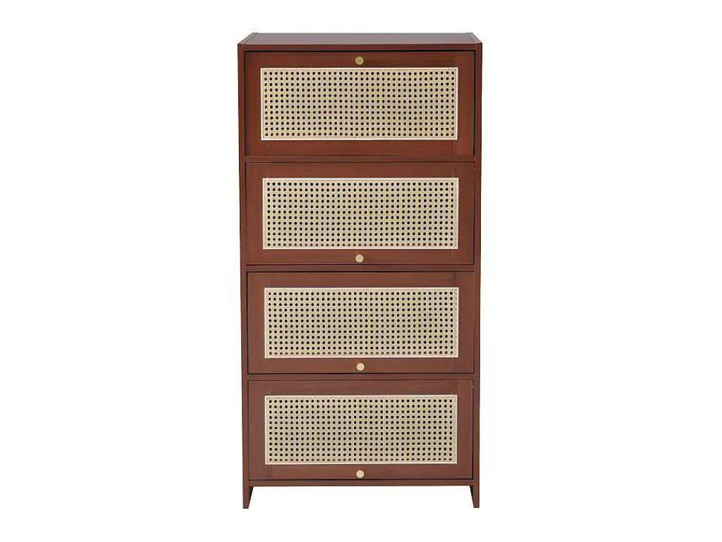 Multifunctioneel Rotan Opbergmeubel - 1 Lade En 3 Vakken - Bruin-ModernLuxe Hot