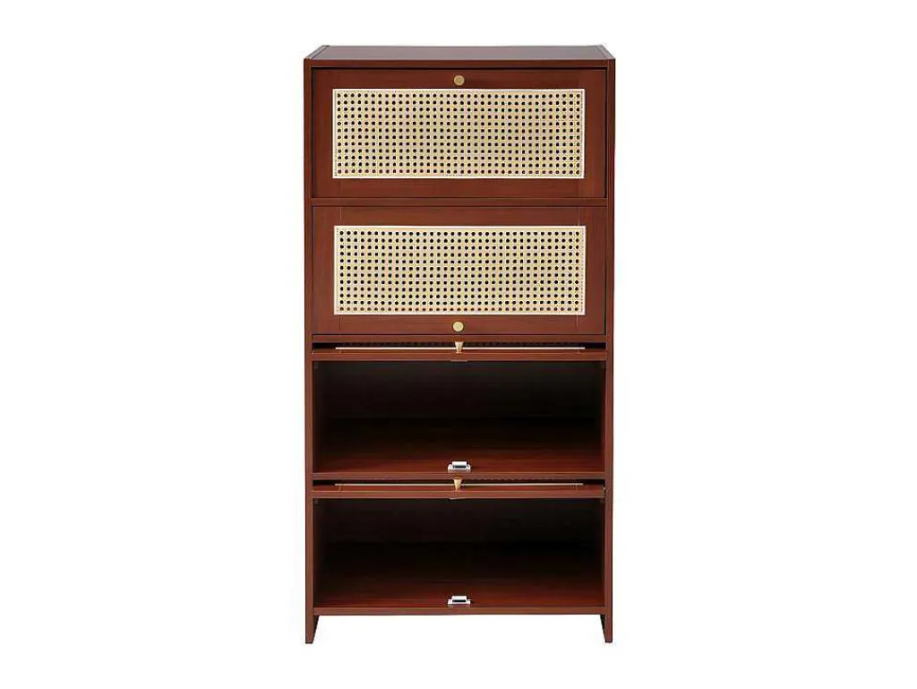 Multifunctioneel Rotan Opbergmeubel - 1 Lade En 3 Vakken - Bruin-ModernLuxe Hot