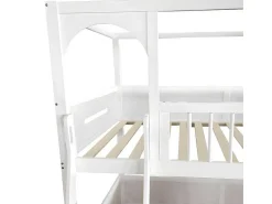 Multifunctioneel Stapelbed Voor Kinderen - Met Ladder En Glijbaan - 2X90X200Cm - Massief Hout - Wit-ModernLuxe Outlet
