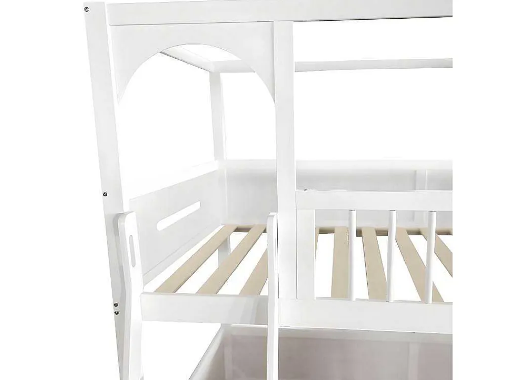 Multifunctioneel Stapelbed Voor Kinderen - Met Ladder En Glijbaan - 2X90X200Cm - Massief Hout - Wit-ModernLuxe Outlet