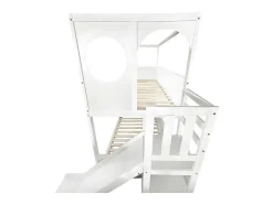 Multifunctioneel Stapelbed Voor Kinderen - Met Ladder En Glijbaan - 2X90X200Cm - Massief Hout - Wit-ModernLuxe Outlet