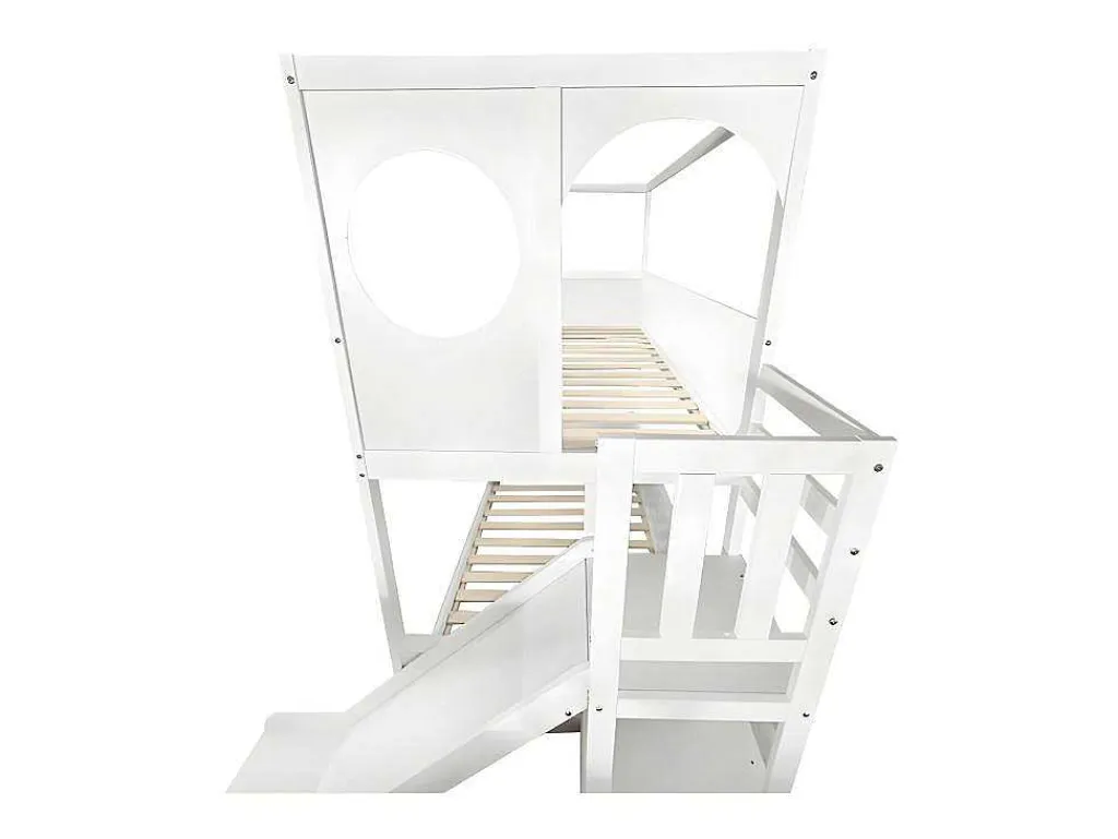Multifunctioneel Stapelbed Voor Kinderen - Met Ladder En Glijbaan - 2X90X200Cm - Massief Hout - Wit-ModernLuxe Outlet