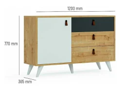 Multifunctionele Kast Pera - Eik - 120X36,5X77 Cm --EPIKASA