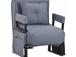 Multifunctionele Ligstoel Met Kussen - Om Te Bouwen Tot Fauteuil - Linnen Stof - Grijs-ModernLuxe New