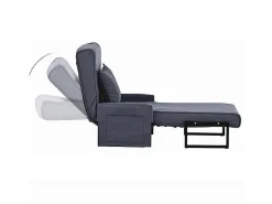 Multifunctionele Ligstoel Met Kussen - Om Te Bouwen Tot Fauteuil - Linnen Stof - Grijs-ModernLuxe New