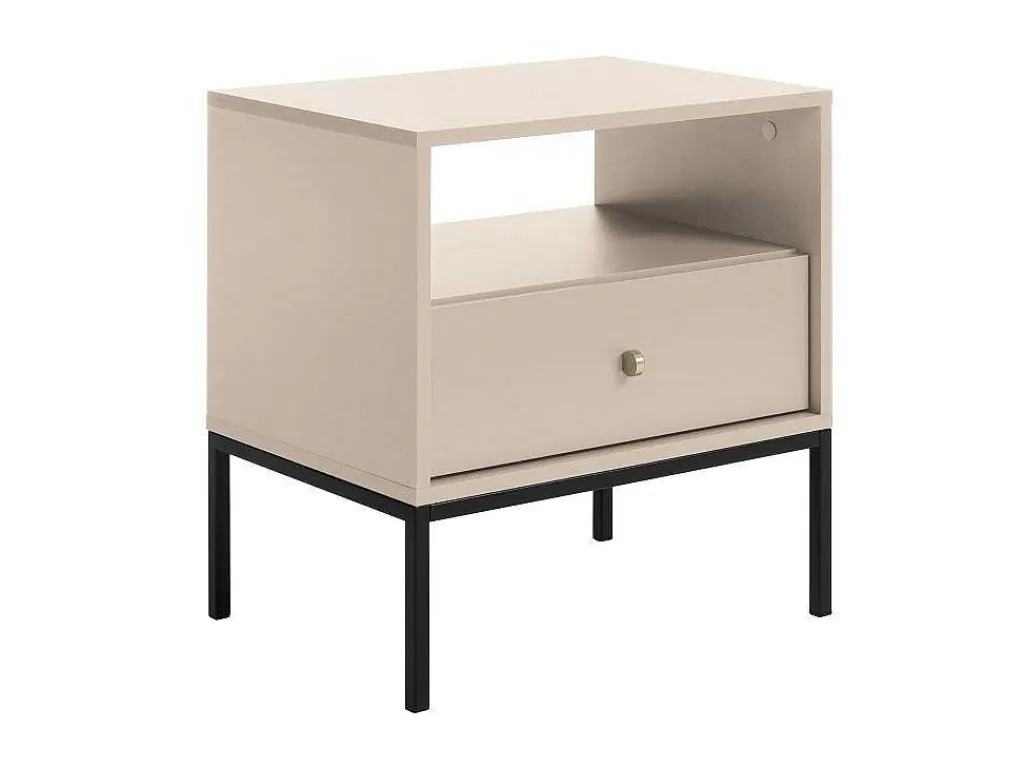 Nachtkastje - 1 Lade En 1 Nis - Beige - Bogdan-Vente-unique Sale