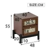 Nachtkastje - 2 Pvc Rotan Lades Met Zwarte Poten - Bruin-ModernLuxe New