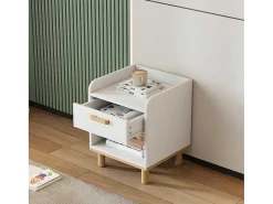 Nachtkastje - Een Lade En Een Nis - In Grenen En Mdf - Wit-ModernLuxe Clearance
