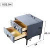 Nachtkastje Bekleed Met Fluweel En Mdf - 2 Lades - Metalen Poten - Grijs-ModernLuxe New