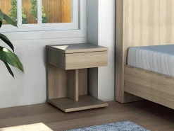 Nachtkastje Borla - 1 Lade - Eik-Vente-unique Outlet