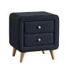 Nachtkastje Elide - Scandinavisch - 2 Laden - Blauwe Stof-Vente-unique New