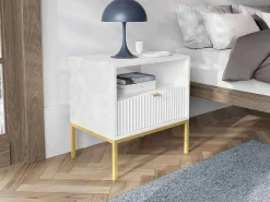 Nachtkastje Met 1 Lade En 1 Nis - Wit En Goudkleurig - Liouba Ii Van-PASCAL MORABITO Outlet