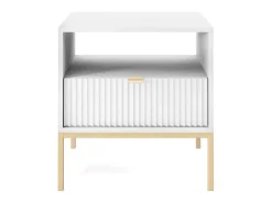 Nachtkastje Met 1 Lade En 1 Nis - Wit En Goudkleurig - Liouba Ii Van-PASCAL MORABITO Outlet