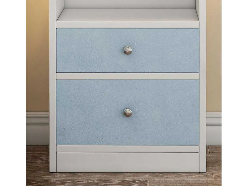 Nachtkastje Met 2 Laden En 1 Nis - Wit En Hemelsblauw-ModernLuxe Discount