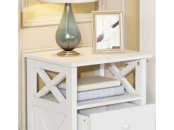 Nachtkastje Met 2 Laden En 1 Compartiment In Spaanplaat - Wit-ModernLuxe Online