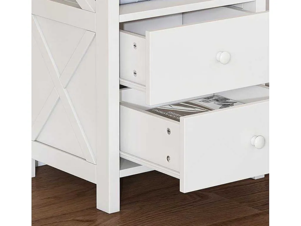 Nachtkastje Met 2 Laden En 1 Compartiment In Spaanplaat - Wit-ModernLuxe Online