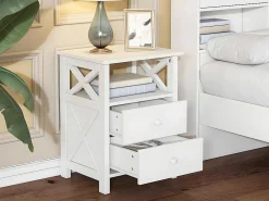 Nachtkastje Met 2 Laden En 1 Compartiment In Spaanplaat - Wit-ModernLuxe Online