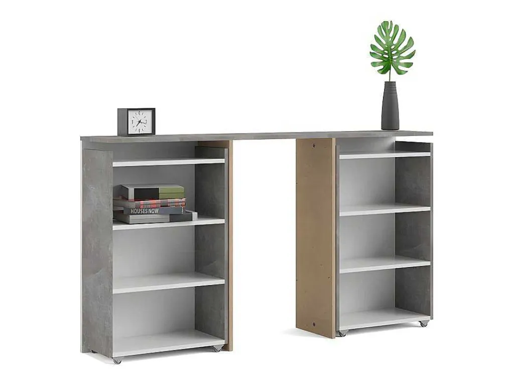 Nada Hoofdbord Met Opbergruimte 140 Cm, Betondecor/Wit Hoogglans.-Vente-unique Outlet