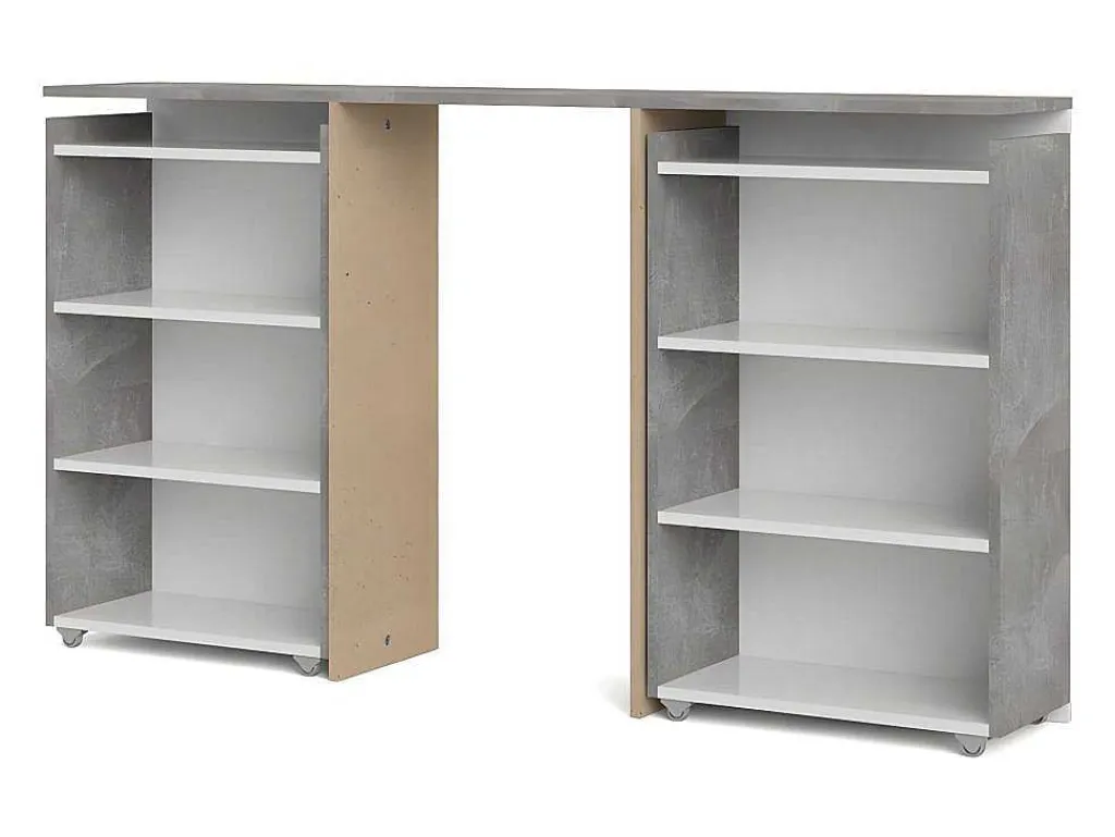 Nada Hoofdbord Met Opbergruimte 140 Cm, Betondecor/Wit Hoogglans.-Vente-unique Outlet