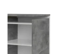 Nada Hoofdbord Met Opbergruimte 140 Cm, Betondecor/Wit Hoogglans.-Vente-unique Outlet