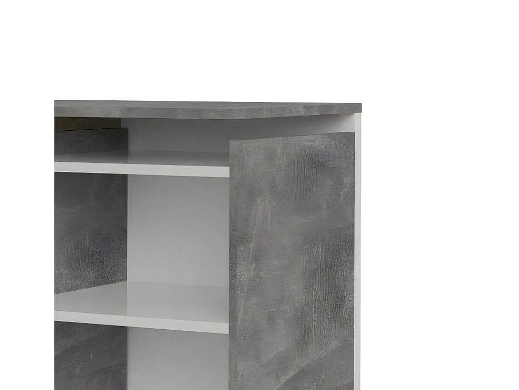 Nada Hoofdbord Met Opbergruimte 140 Cm, Betondecor/Wit Hoogglans.-Vente-unique Outlet
