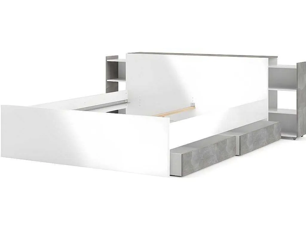 Nada Hoofdbord Met Opbergruimte 160 Cm, Betondecor/Wit Hoogglans.-Vente-unique Online