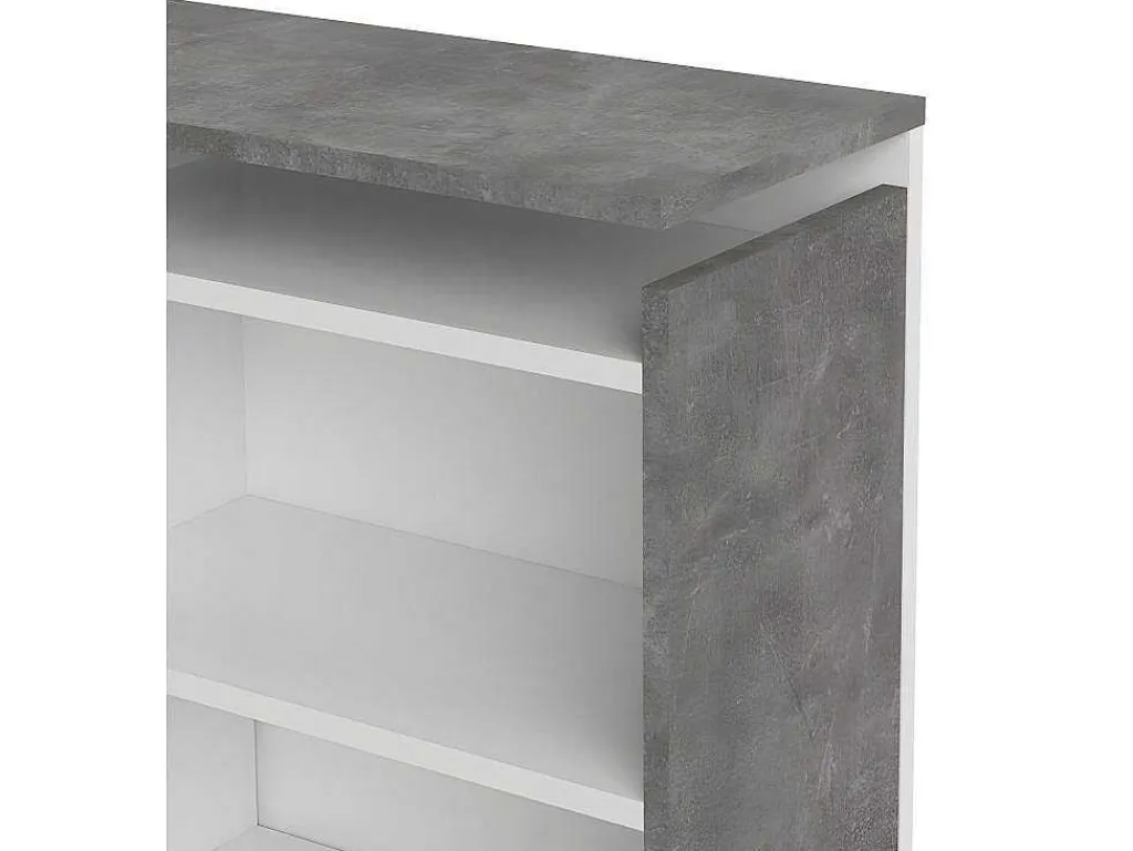 Nada Hoofdbord Met Opbergruimte 160 Cm, Betondecor/Wit Hoogglans.-Vente-unique Online