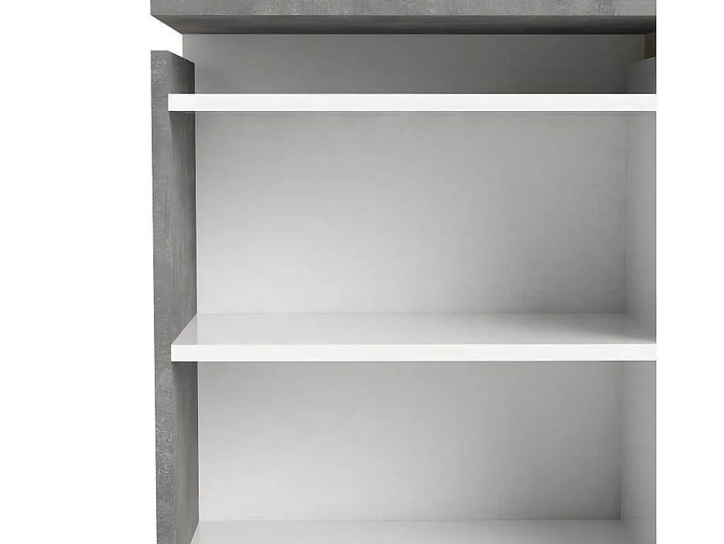 Nada Hoofdbord Met Opbergruimte 160 Cm, Betondecor/Wit Hoogglans.-Vente-unique Online