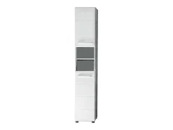Nanobad Kolomkast Hoog 2 Deuren, 2 Open Vakken Betonsteen Decor, Wit Hoogglans.-Trendteam Hot