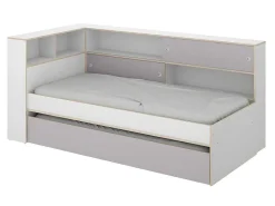 Nestbed Met Opbergruimte - 90 X 200 En 90 X 190 Cm - Wit En Grijs + Bedbodem - Losiana-Vente-unique Discount
