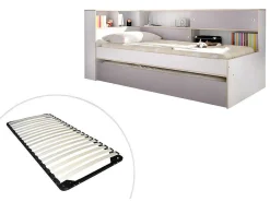 Nestbed Met Opbergruimte - 90 X 200 En 90 X 190 Cm - Wit En Grijs + Bedbodem - Losiana-Vente-unique Discount