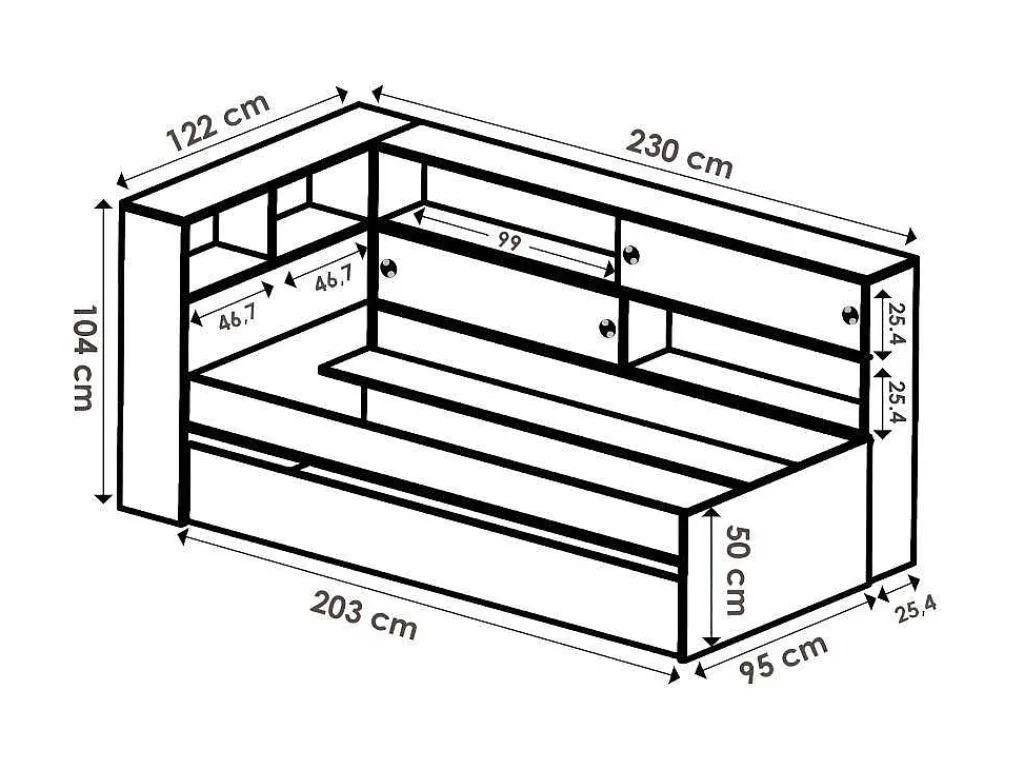 Nestbed Met Opbergruimte - 90 X 200 En 90 X 190 Cm - Wit En Grijs + Bedbodem - Losiana-Vente-unique Discount