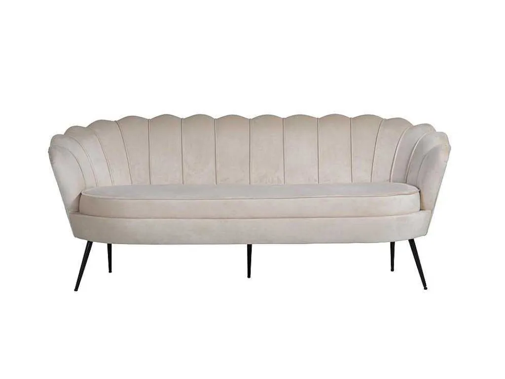 Nice Bank 3 Persoons Velours Beige.-Vente-unique Clearance