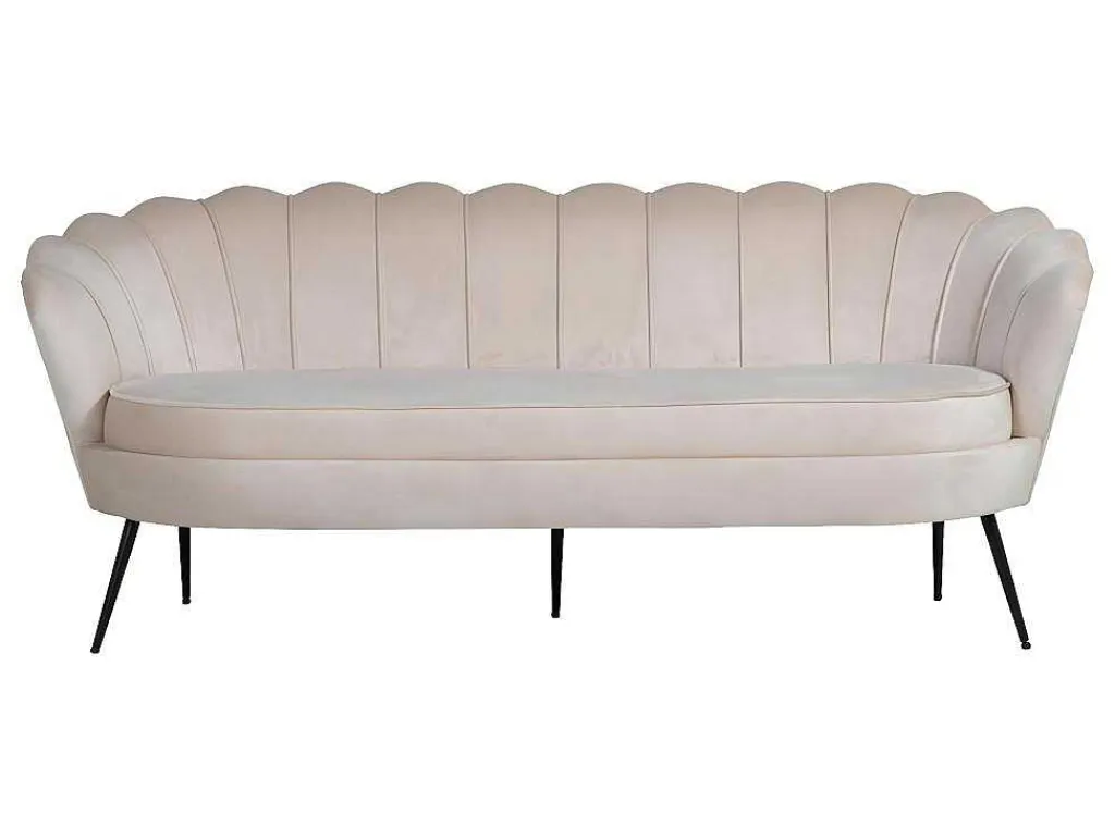 Nice Bank 3 Persoons Velours Beige.-Vente-unique Clearance
