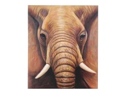 Olieverfschilderij Close-Up Olifant Handgeschilderd-Vente-unique Clearance